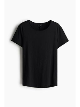 H&M - Men Black Roll-Edge T-Shirt