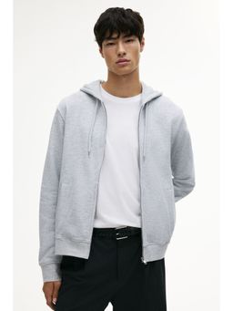 H&M - Men Grey Regular Fit Zip-Through Hoodie