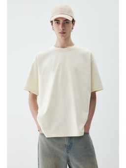 H&M - Men Beige Coolmax Loose Fit T-Shirt