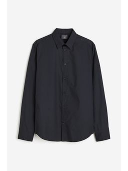 H&M - Men Black Slim Fit Easy-Iron Shirt