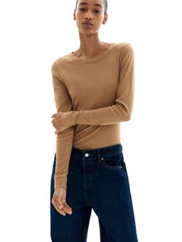 H&M - Women Beige Ribbed Top