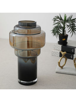 HomeTown - Modern Glass Vase, Smoky
