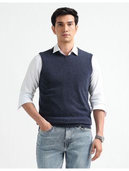 Arrow Sports - Men Blue V-Neck Sleeveless Sweater