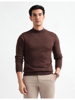 Arrow Sports - Arrow Sport Men Brown Mock Neck Regular Fit Sweater