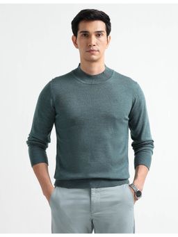 Arrow Sports - Men Green Mock Neck Regular Fit Sweater