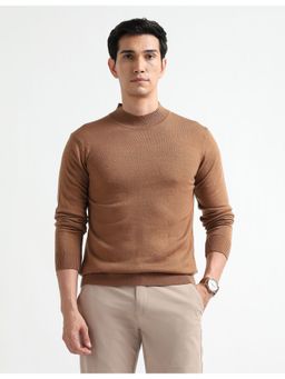 Arrow Sports - Men Brown Mock Neck Regular Fit Sweater