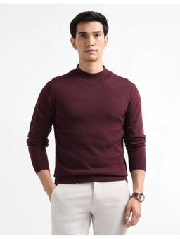 Arrow Sports - Men Red Mock Neck Regular Fit Sweater