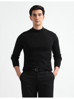 Arrow Sports - Men Black Mock Neck Regular Fit Sweater