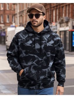 Bewakoof - Men Black Tie and Dye Oversized Hoodie