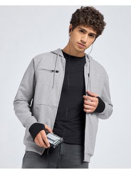 Bewakoof - Men Bleach Melange Travel Reversible Hoodie