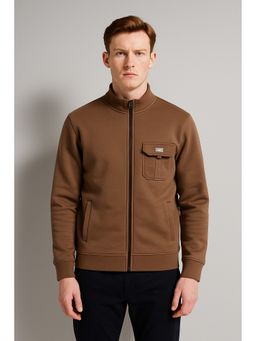 Parcel Yard - Men Zipper Brown Jacket