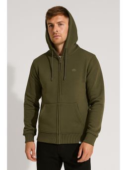 Parcel Yard - Men Full Zipper Olive Hoodie