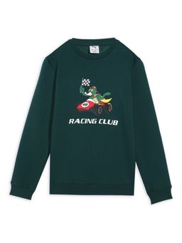 Puma - Green Printed Cotton Regular Sweatshirt