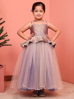 Toy Balloon Kids - Mauve Net Round Neck Dress