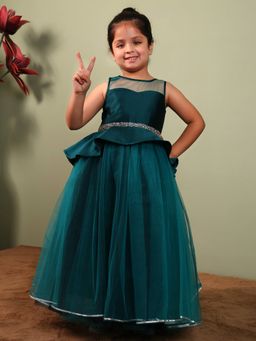 Toy Balloon Kids - Teal Net Round Neck Dress