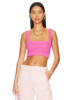 Majorelle - Tamal Textured Knit Cropped Top Pink