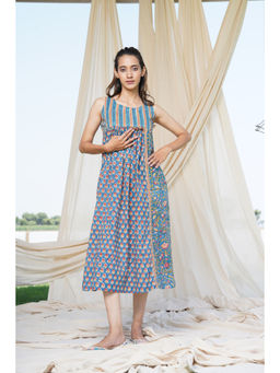 Thread Game - Blue Hand Block Printed Dress