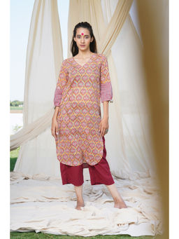 Thread Game - Orange Print Kurta