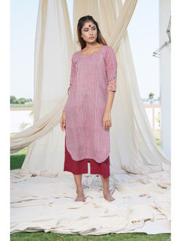 Thread Game - Grey Lining Print Kurta