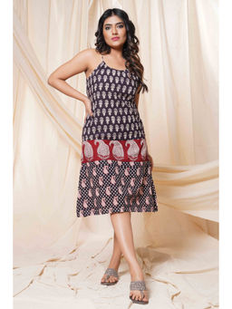 Thread Game - Navy Blue Bagh Print Spaghetti Dress