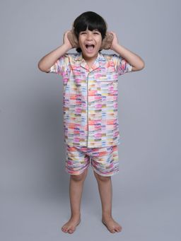 Little Clothings - Boys Multi-Color Cotton Printed Shirt with Shorts (Set of 2)