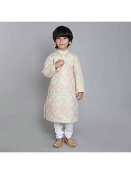 Little Clothings - Boys - Emboroidery Kurta with Pyjama - Beige (Set of 2)