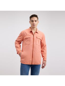 Pepe Jeans - Men Orange Overdyed Oversized Zipper Shirt