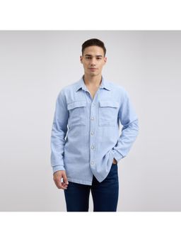 Pepe Jeans - Men Blue Full Sleeve Oversized Shirt