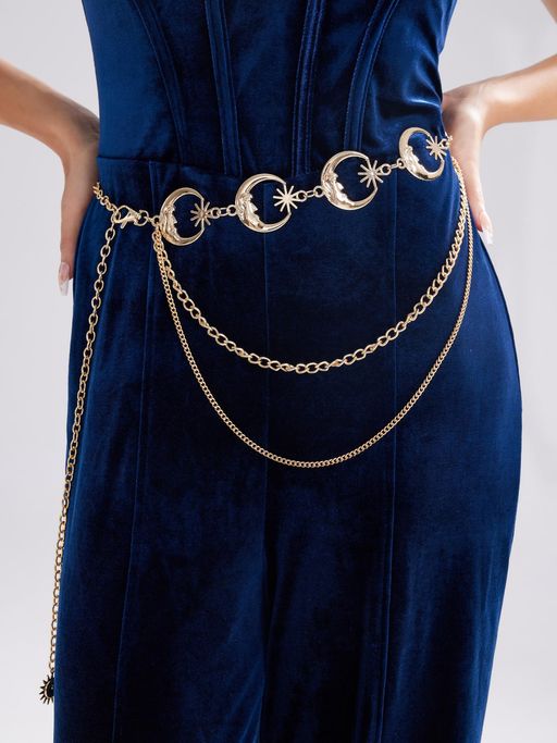 Cider Whimsigoth Star & Moon Layered Waist Chain