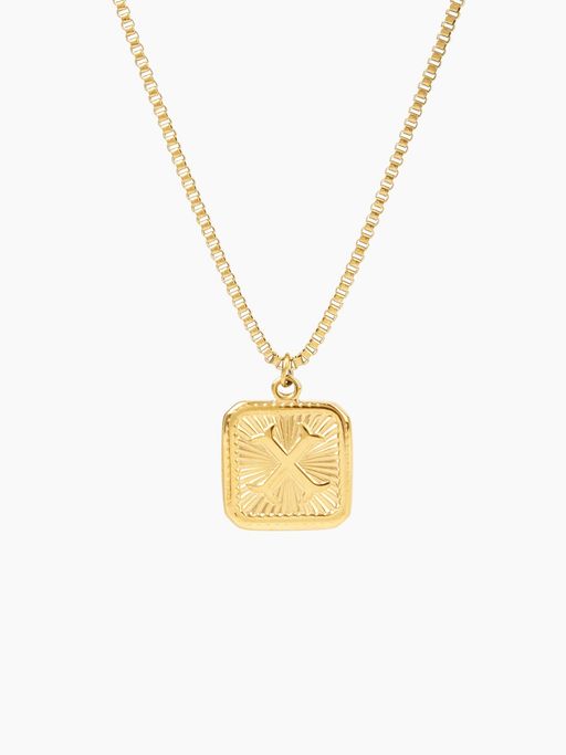 Cider Letter Square Pendant Necklace (X)
