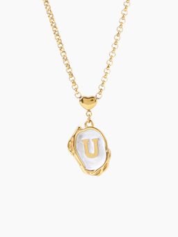 Cider - Letter Heart Metallic Pendant Necklace (U)
