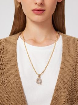 Cider - 1pc Alphabet Letter Rhinestone Pendant Necklace (Q)