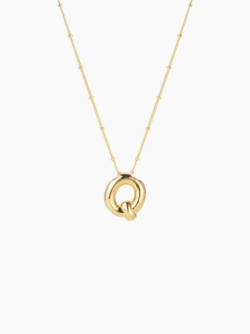 Cider English Alphabet Letter Copper Pendant Necklace (Q)