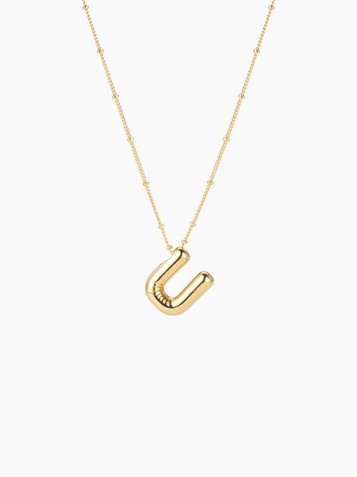 Cider English Alphabet Letter Copper Pendant Necklace (U)