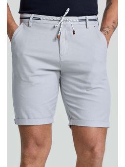 Snitch - Light Grey Plain Linen Regular Fit Shorts
