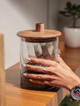IREKA HOMES - Acacia Wood Lid Twist Glass Canister