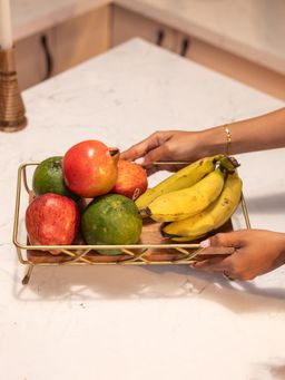 IREKA HOMES - Acacia Wood Ireha Homes Harvest Glow Metal Fruit Basket