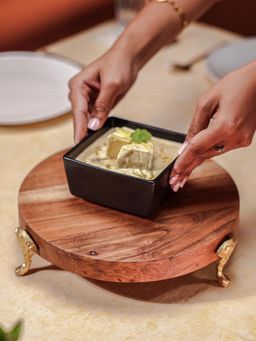 IREKA HOMES - Metal Feet Warli Acacia Wood Riser