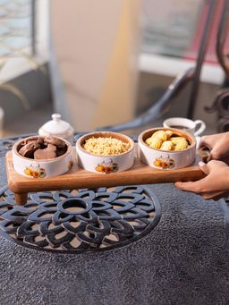 IREKA HOMES - Enamel Dip Trip Acacia Wood Chip & Dip