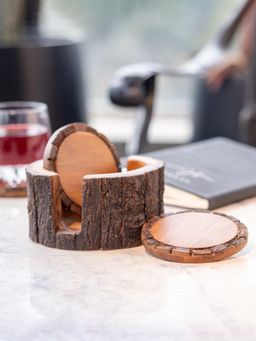 IREKA HOMES - Vriksha Coasters with Holder (Pack of 5)