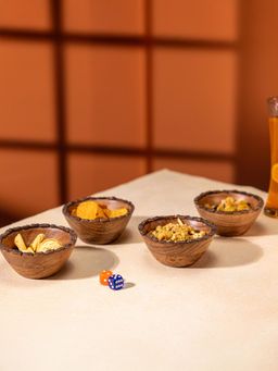 IREKA HOMES - Vriksha Acacia Wood Multi-Purpose Bowls (Pack of 4)
