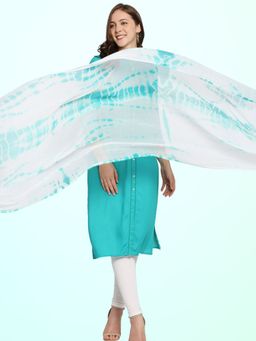 Dupatta Bazaar - Women's Rama Green Shibori Chiffon Dupatta