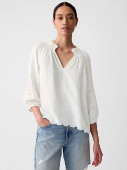 GAP - Womens Cut-Work V-Neck Top