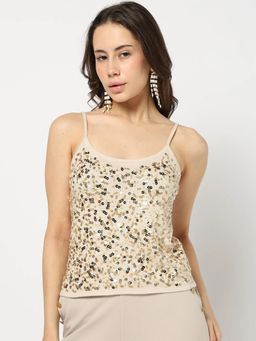 GAP - Womens Beige Embellished/Sequined Top