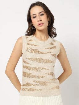 GAP - Womens Regular Round Neck Embellished Top