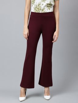 Latin Quarters - Maroon High Waist Casual Trouser