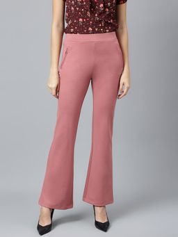 Latin Quarters - Pink High Waist Straight Fit Casual Trouser
