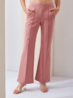 Latin Quarters - Pink Solid High Rise Casual Trouser