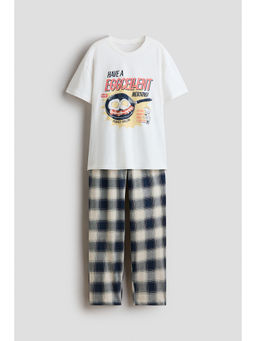 H&M - Boys White Printed cotton pyjamas and T-Shirt