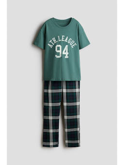 H&M - Boys Green Printed cotton pyjamas and T-Shirt